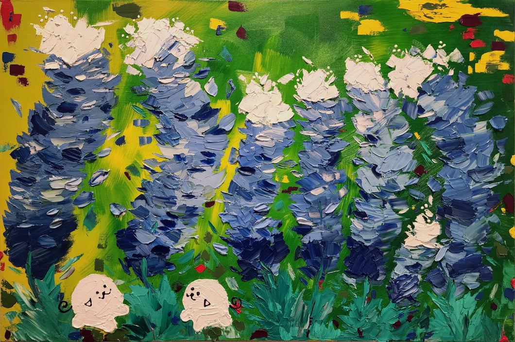 Pipapeeps in the Waves of Bluebonnets. Peepod Painting!